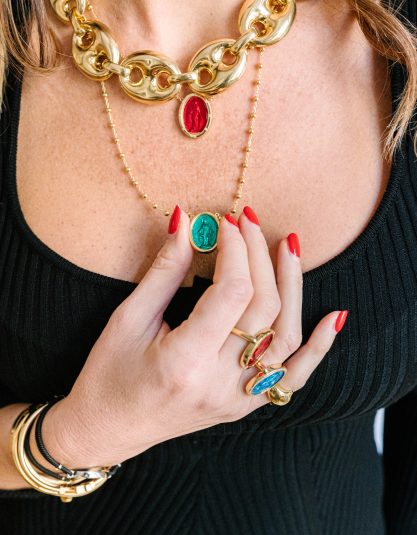 Necklace worn navy mesh Elena Braccini